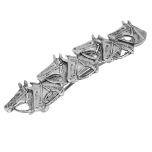 1928 Jewelry Racing Horses Antiqued Hair Barrette 1928 Jewelry