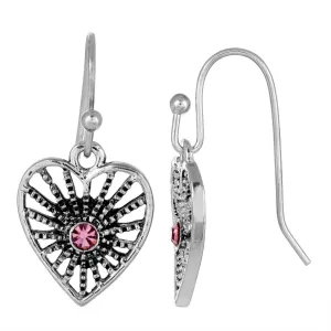 1928 Jewelry Radiating Heart Crystal Drop Earrings 1928 Jewelry