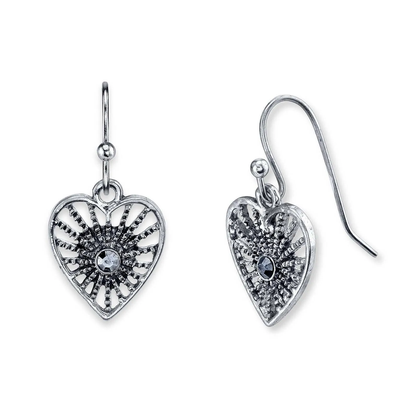 1928 Jewelry Radiating Heart Crystal Drop Earrings 1928 Jewelry