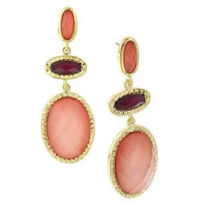 1928 Jewelry Raspberry & Peach Stone Chandelier Earrings 1928 Jewelry