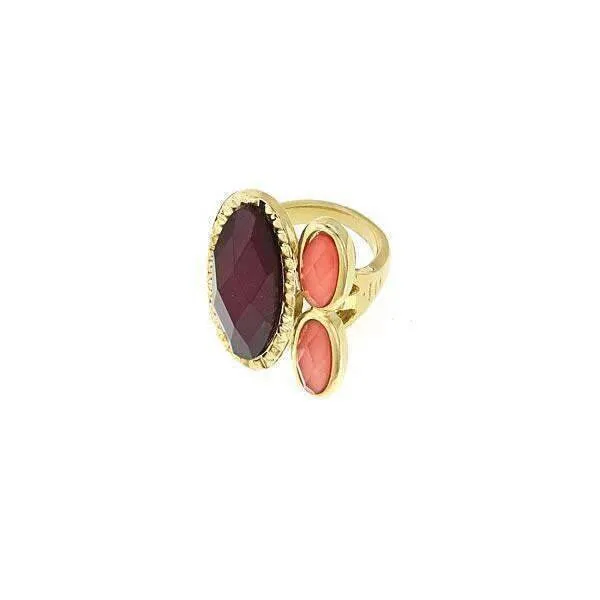 1928 Jewelry Raspberry & Peach Stone Ring 1928 Jewelry
