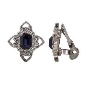1928 Jewelry Rectangle Crystal Floral Clip On Earrings 1928 Jewelry