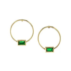 1928 Jewelry Rectangle Crystal Hoop Stainless Steel Post Earrings 1928 Jewelry