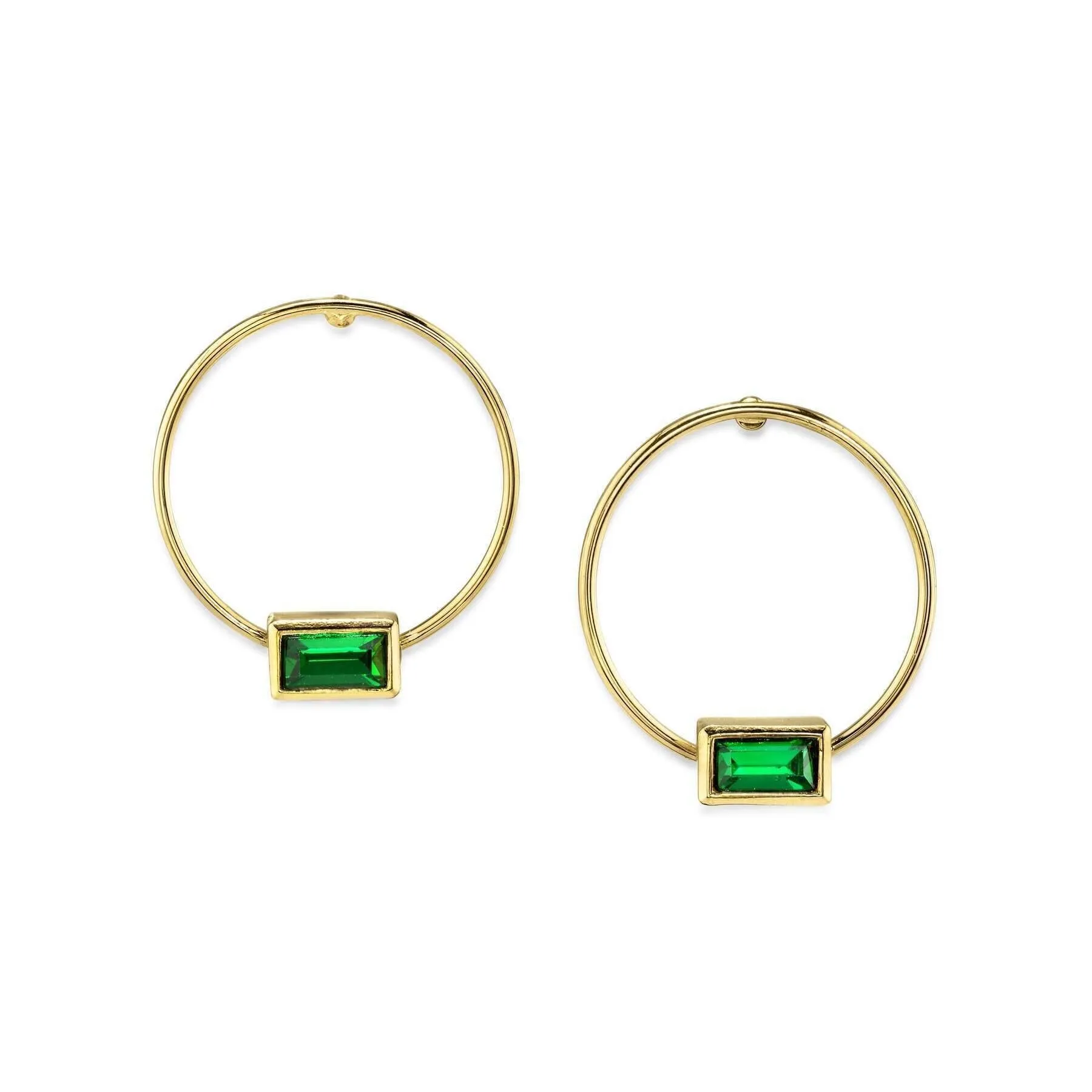 1928 Jewelry Rectangle Crystal Hoop Stainless Steel Post Earrings 1928 Jewelry