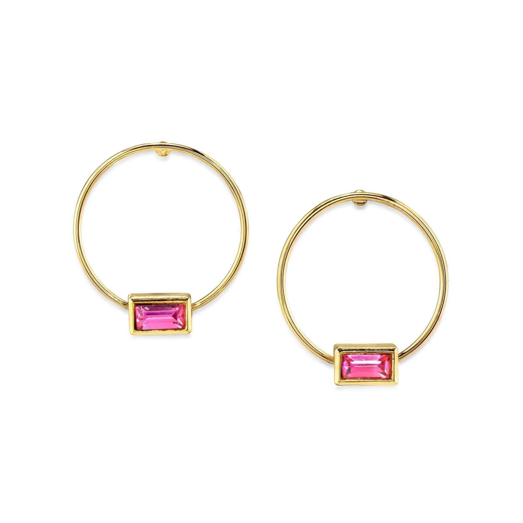 1928 Jewelry Rectangle Crystal Hoop Stainless Steel Post Earrings 1928 Jewelry