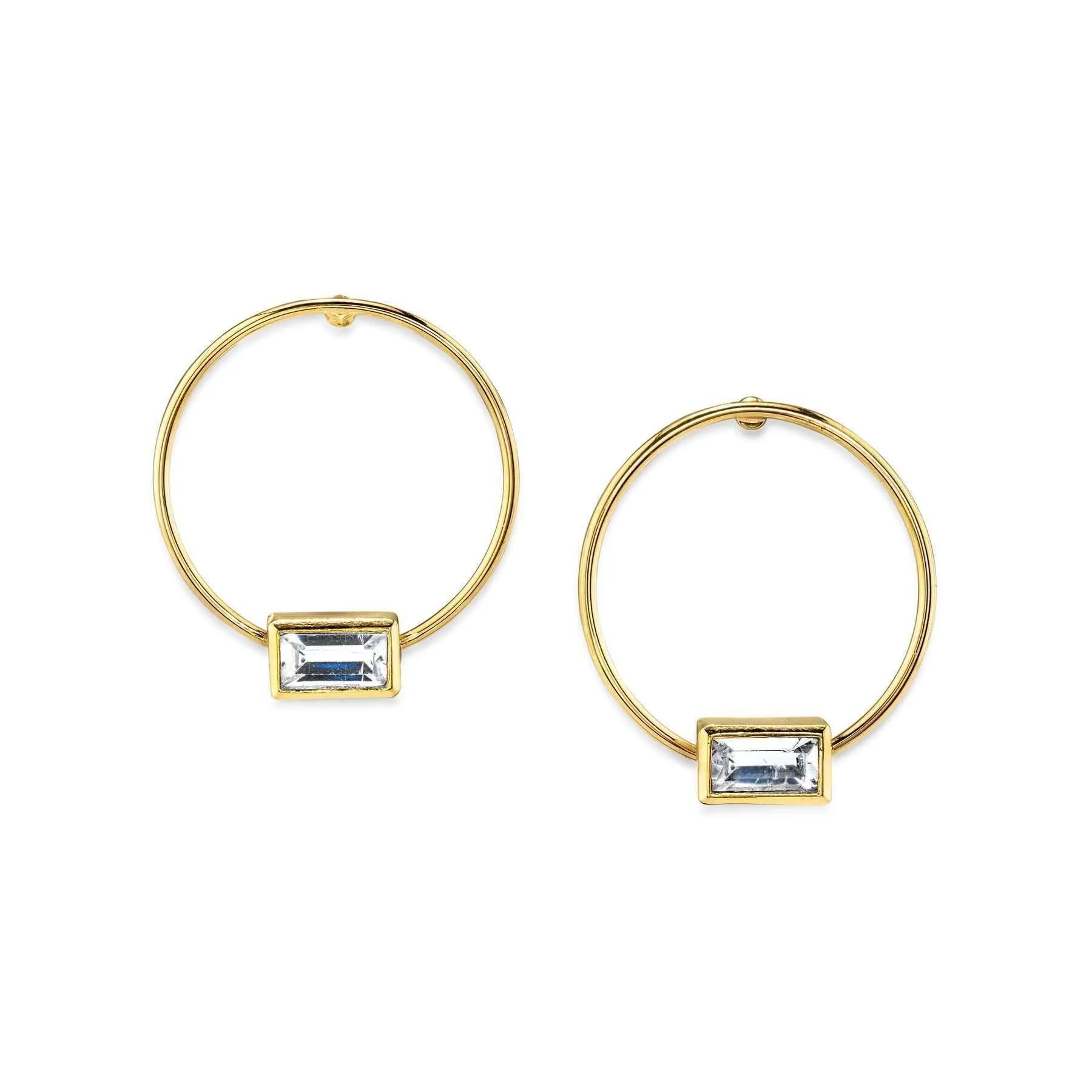 1928 Jewelry Rectangle Crystal Hoop Stainless Steel Post Earrings 1928 Jewelry