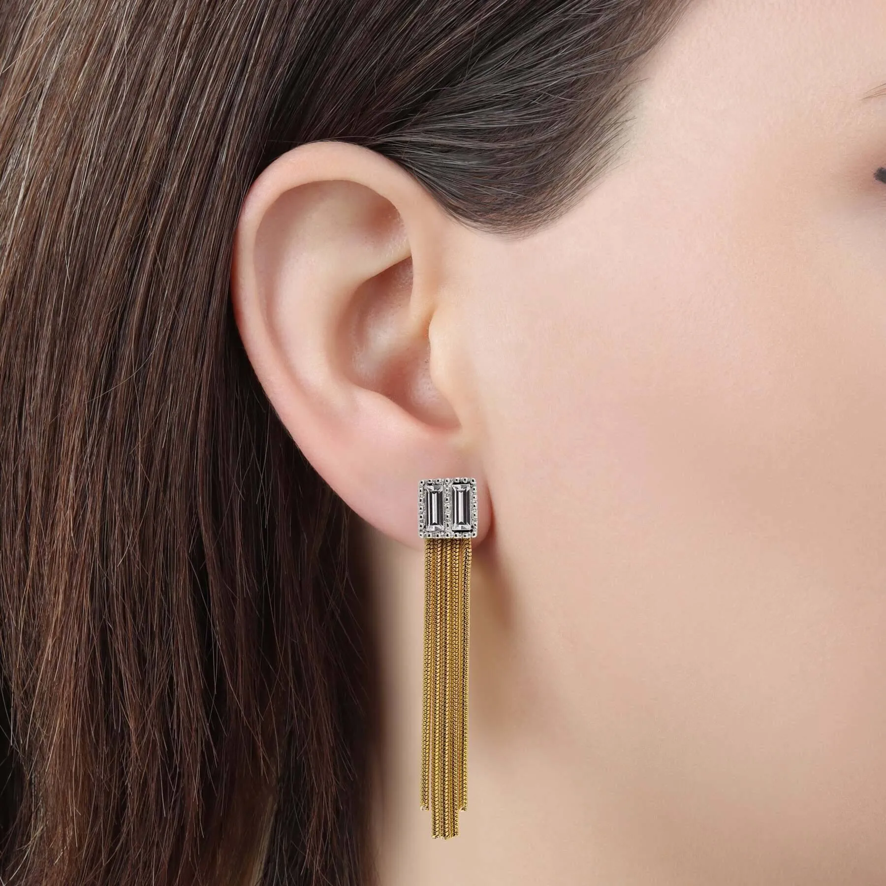 1928 Jewelry Rectangular Baguette Crystal Linear Earrings 1928 Jewelry