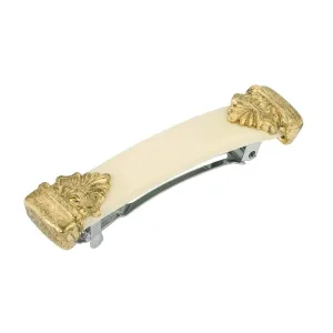 1928 Jewelry Rectangular Ivory Antique Deco Scallop Hair Barrette 1928 Jewelry