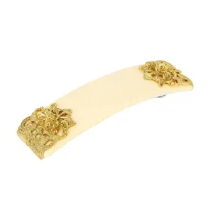 1928 Jewelry Rectangular Ivory Floral Hair Barrette 1928 Jewelry
