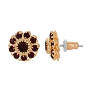1928 Jewelry Red And Topaz Crystal Cluster Flower Stud Earrings 1928 Jewelry