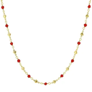 1928 Jewelry Red Bead And Heart Chain Necklace 16"   3" Extender 1928 Jewelry