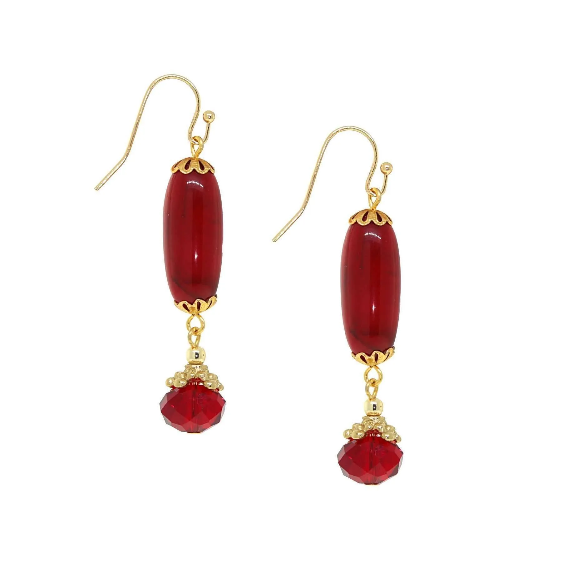 1928 Jewelry Red Bead Linear Drop Earrings 1928 Jewelry