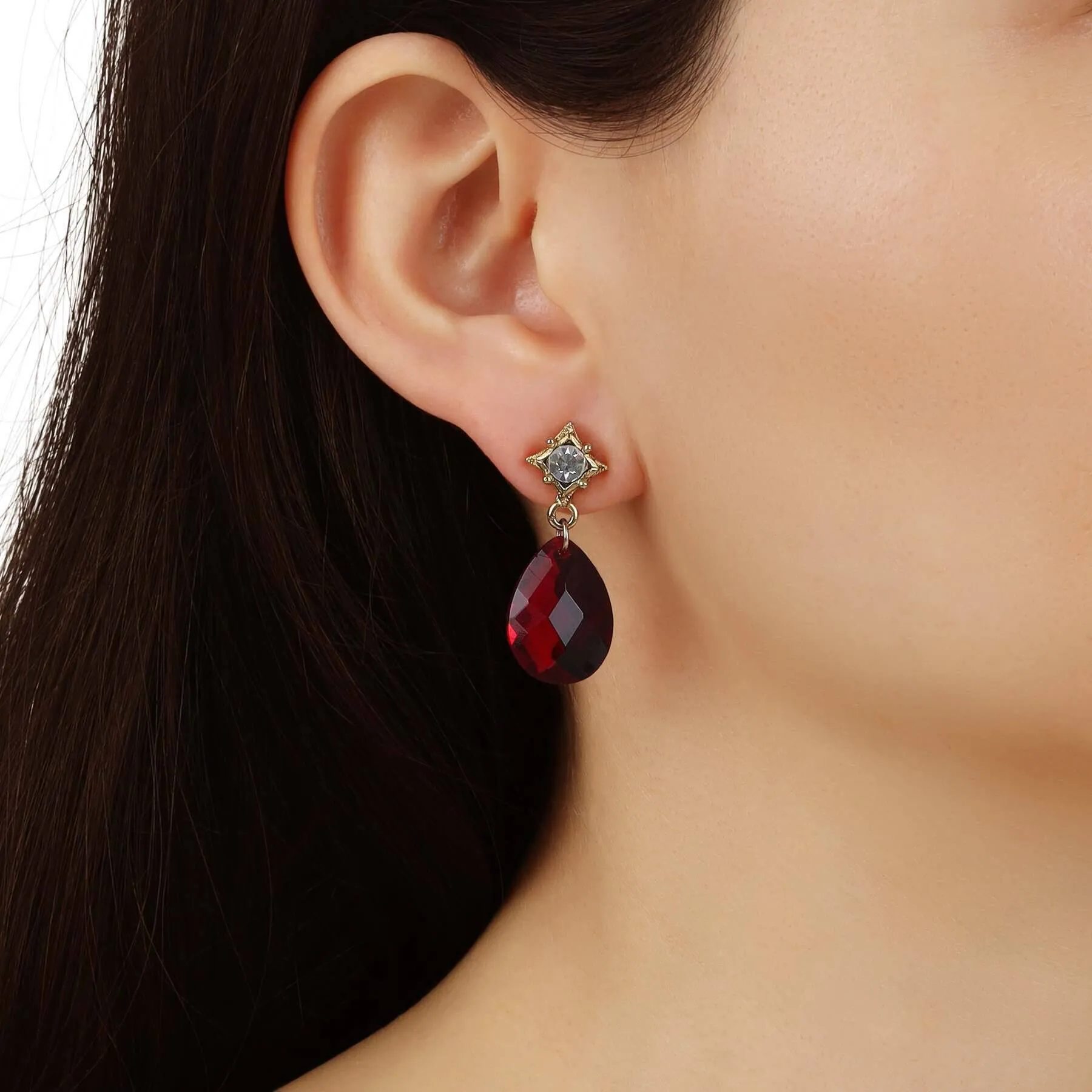 1928 Jewelry Red Briolette Crystal Post Drop Earrings 1928 Jewelry