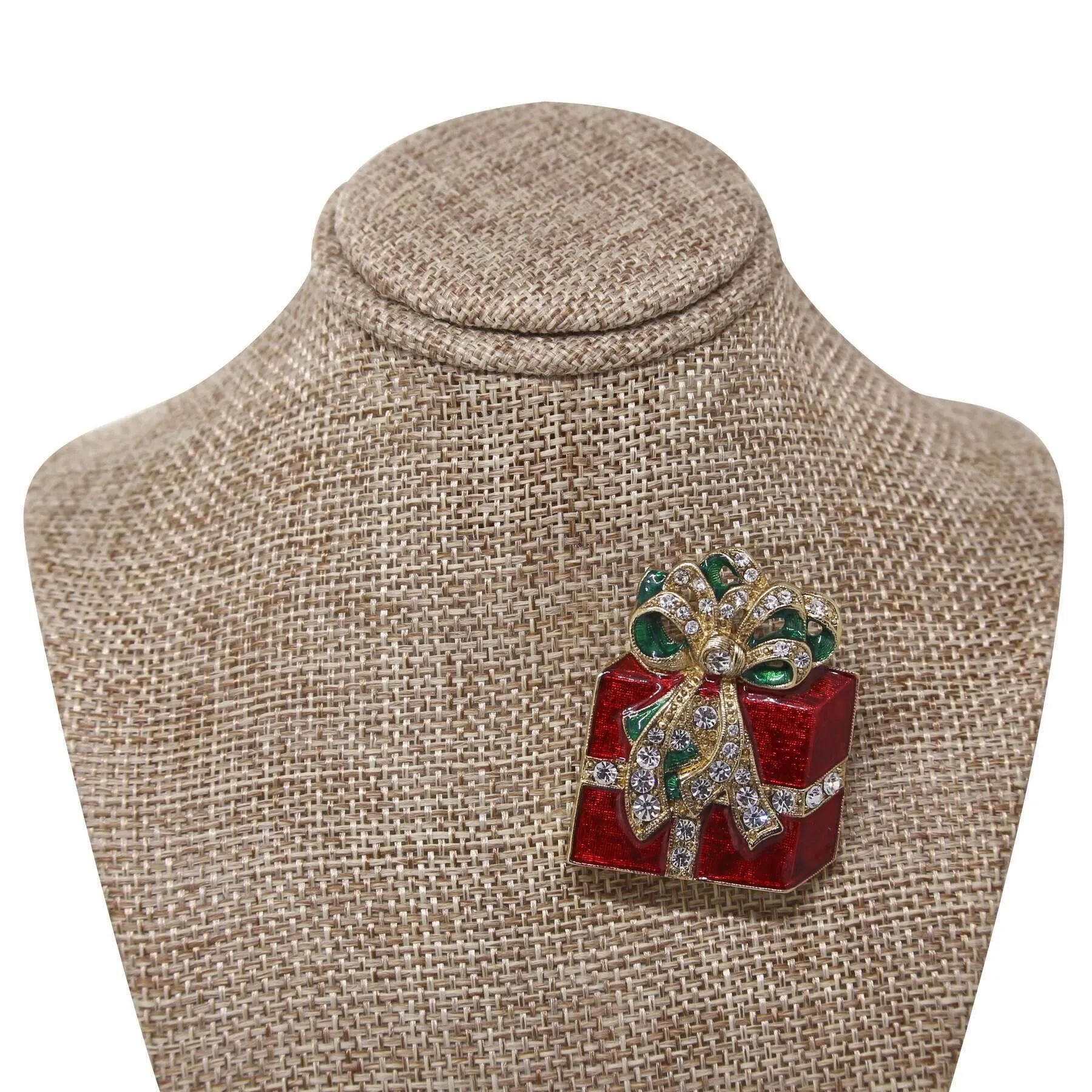 1928 Jewelry Red Christmas Present Crystal Gift Box Brooch Pin 1928 Jewelry