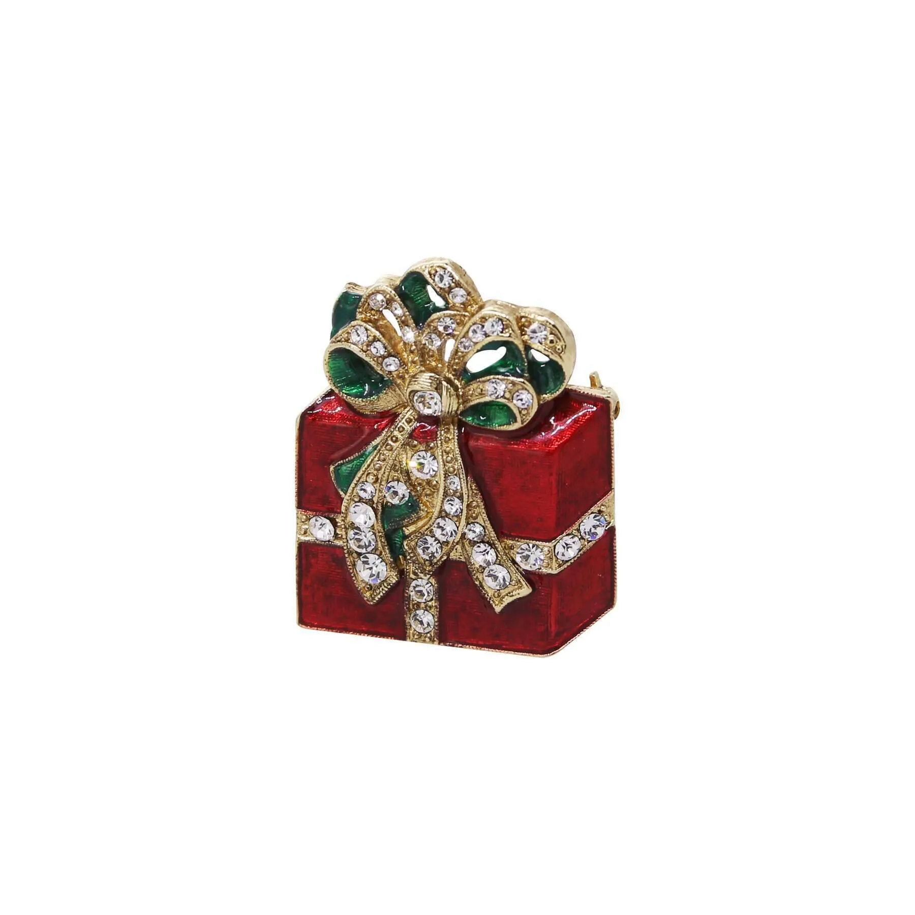 1928 Jewelry Red Christmas Present Crystal Gift Box Brooch Pin 1928 Jewelry