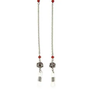 1928 Jewelry Red Crystal Fireball Eyeglass Holder Chain Necklace 30" 1928 Jewelry