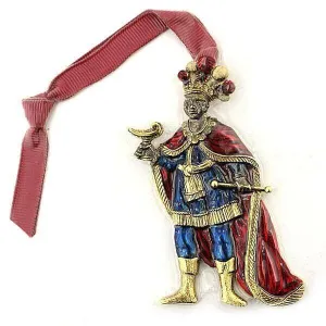 1928 Jewelry Red Ribbon King Balthazar Christmas Tree Ornament 1928 Jewelry