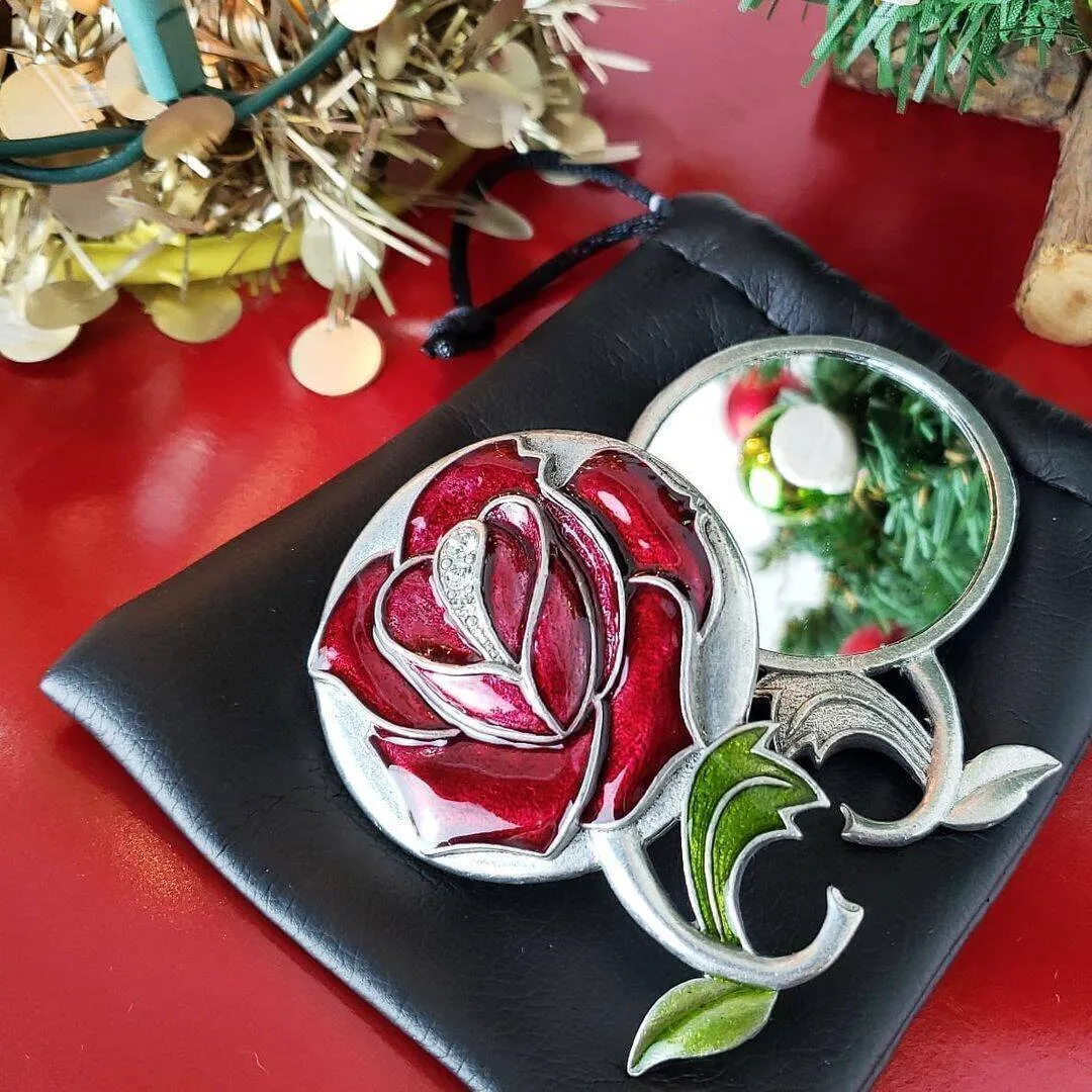 1928 Jewelry Red Rose Vanity Pocket & Purse Mirror 1928 Jewelry