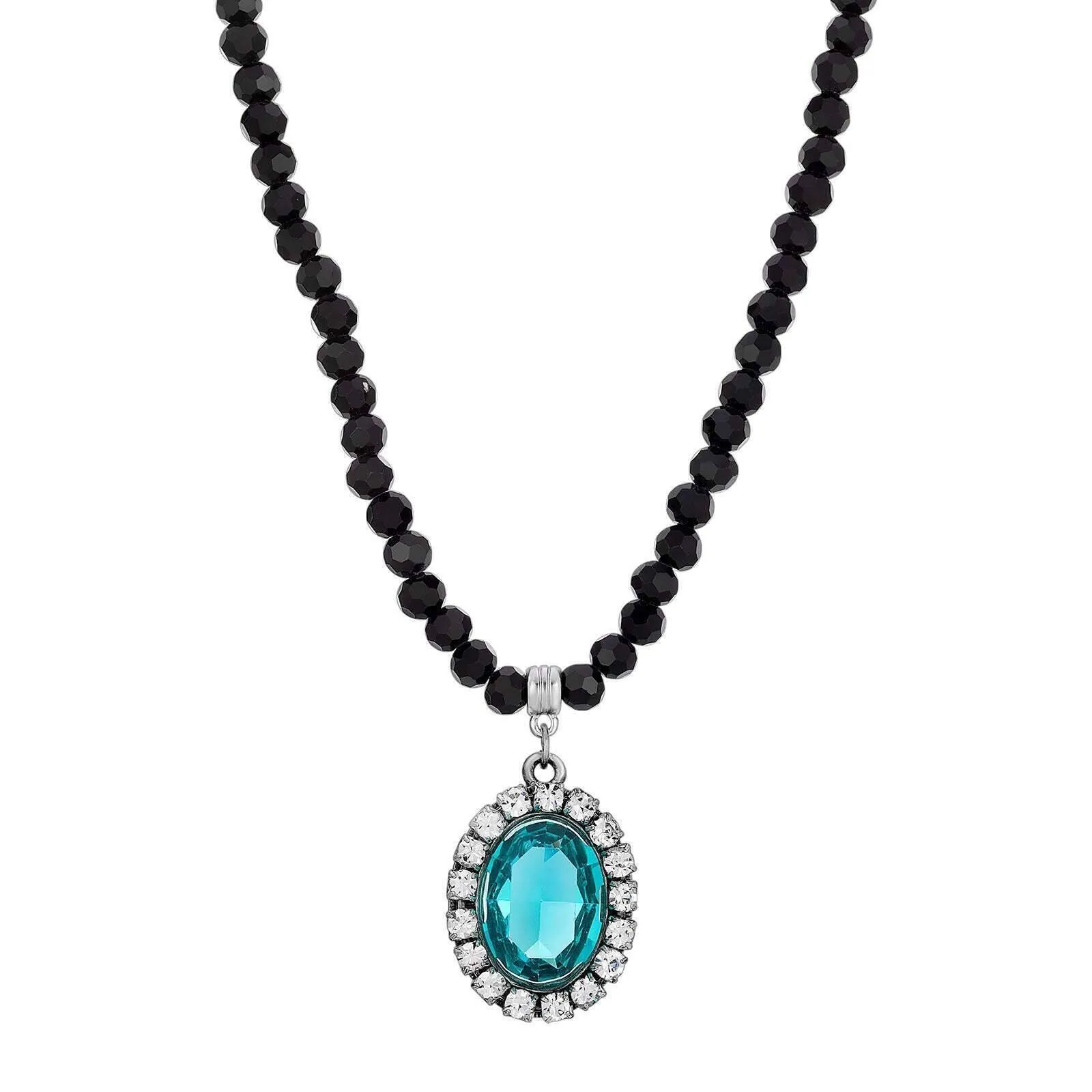 1928 Jewelry Regal Austrian Crystal Pendant Strand Necklace 15"   3" Extender 1928 Jewelry