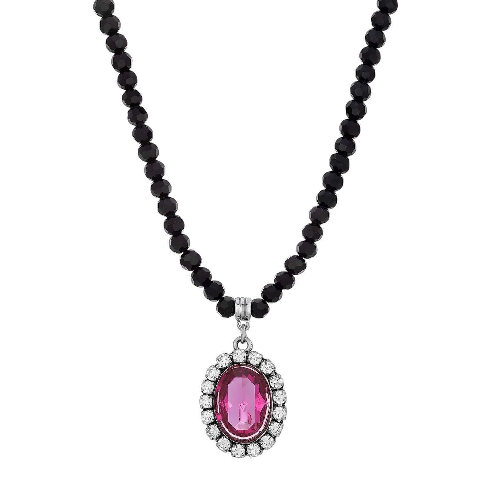 1928 Jewelry Regal Austrian Crystal Pendant Strand Necklace 15"   3" Extender 1928 Jewelry