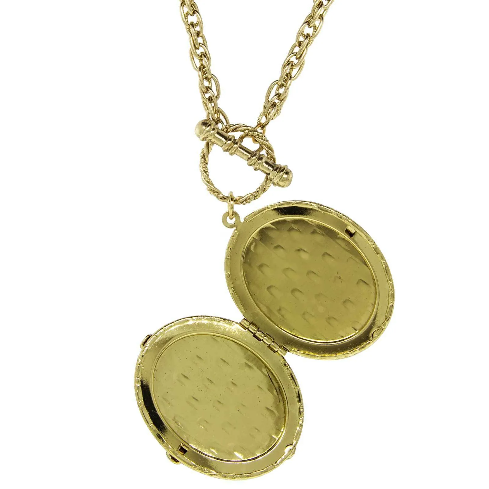 1928 Jewelry  Renaissance Inspired Oval Stone Locket Necklace 32" 1928 Jewelry