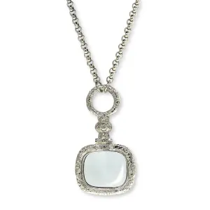 1928 Jewelry Retro Square Magnifying Glass Necklace 32" - Magnification Power: 2X 1928 Jewelry