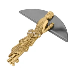 1928 Jewelry Roaring 20's Women Hematite Gemstone Pin 1928 Jewelry