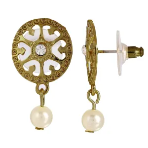 1928 Jewelry Romanesque Crystal And Faux Pearl Filigree Earrings 1928 Jewelry
