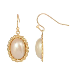 1928 Jewelry Roped Oval Faux Pearl Drop Earrings 1928 Jewelry