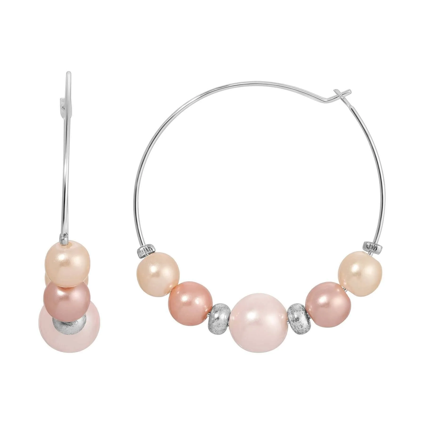 1928 Jewelry Rosabella Minimalist Multicolor Faux Pearl Hoop Earrings 1928 Jewelry