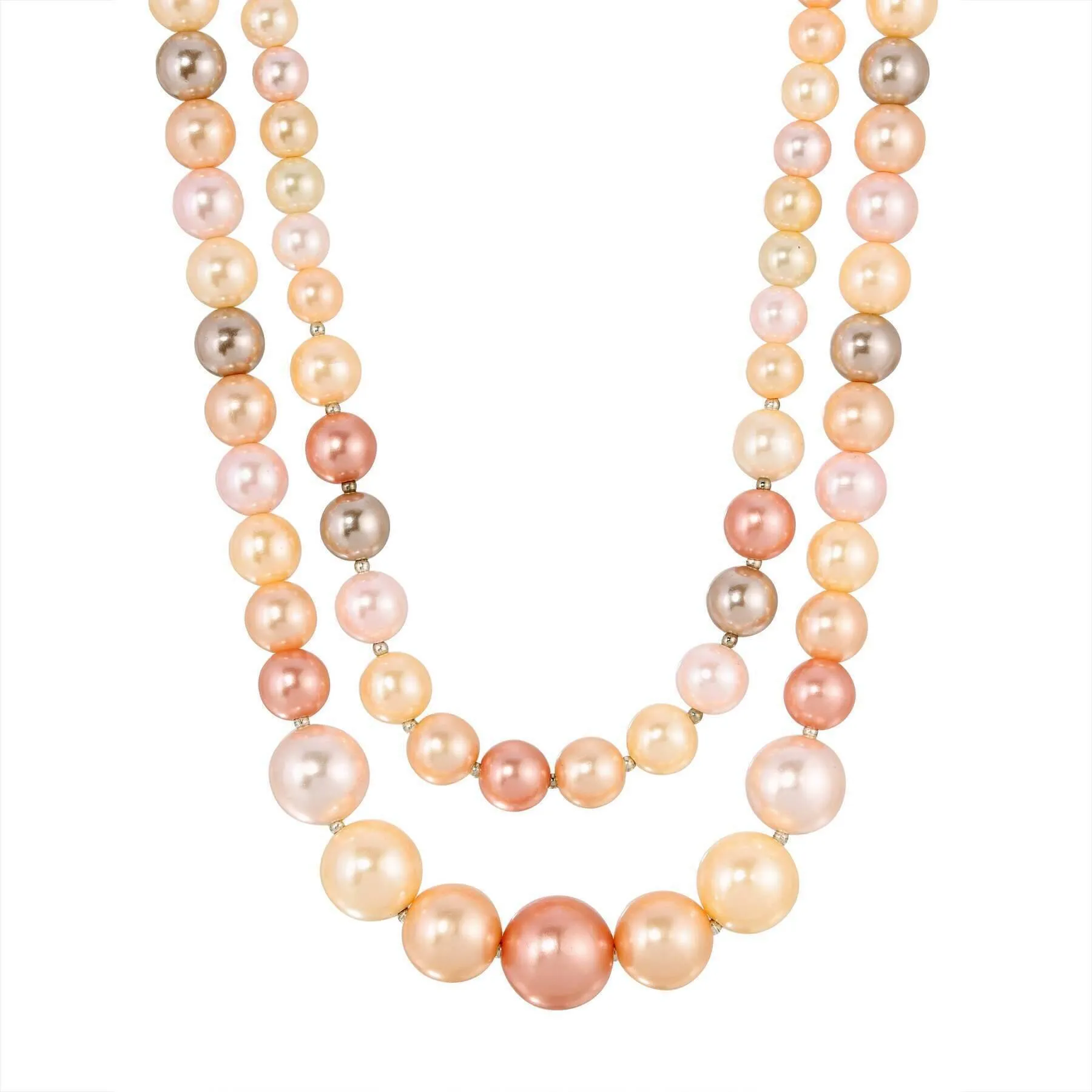 1928 Jewelry Rosabella Multicolor Double Faux Pearl Strand Necklace 18"   3" Extender 1928 Jewelry