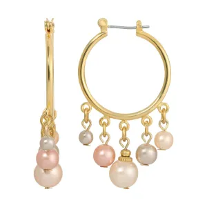 1928 Jewelry Rosabella Multicolor Faux Pearl Hoop Earrings 1928 Jewelry