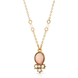1928 Jewelry Rosabella Peach Faux Pearl Crystal Accent Pendant Necklace 16"   3" Extender 1928 Jewelry
