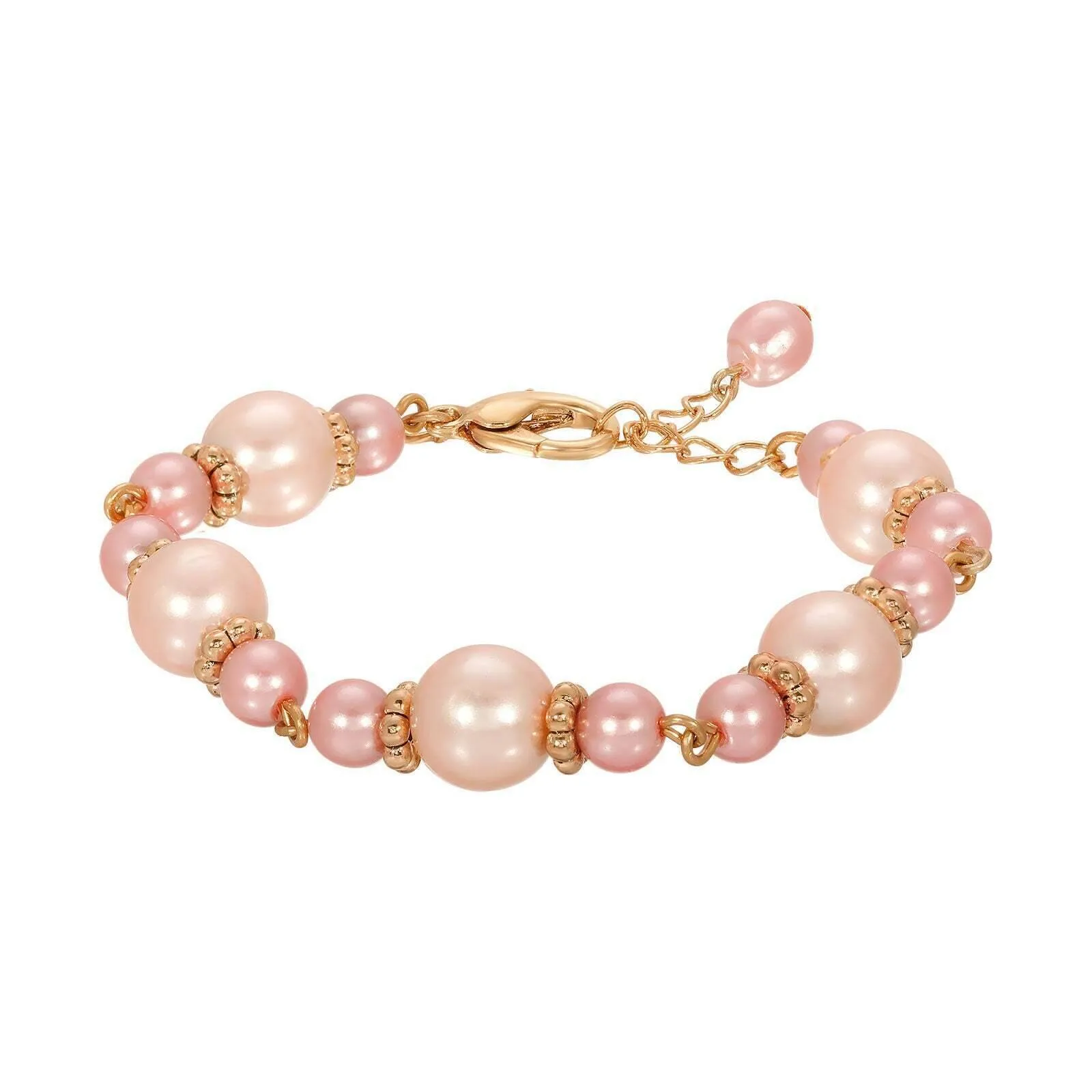 1928 Jewelry Rosabella Raspberry & Champagne Faux Pearl Bracelet 1928 Jewelry