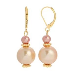 1928 Jewelry Rosabella Raspberry & Champagne Faux Pearl Drop Earrings 1928 Jewelry