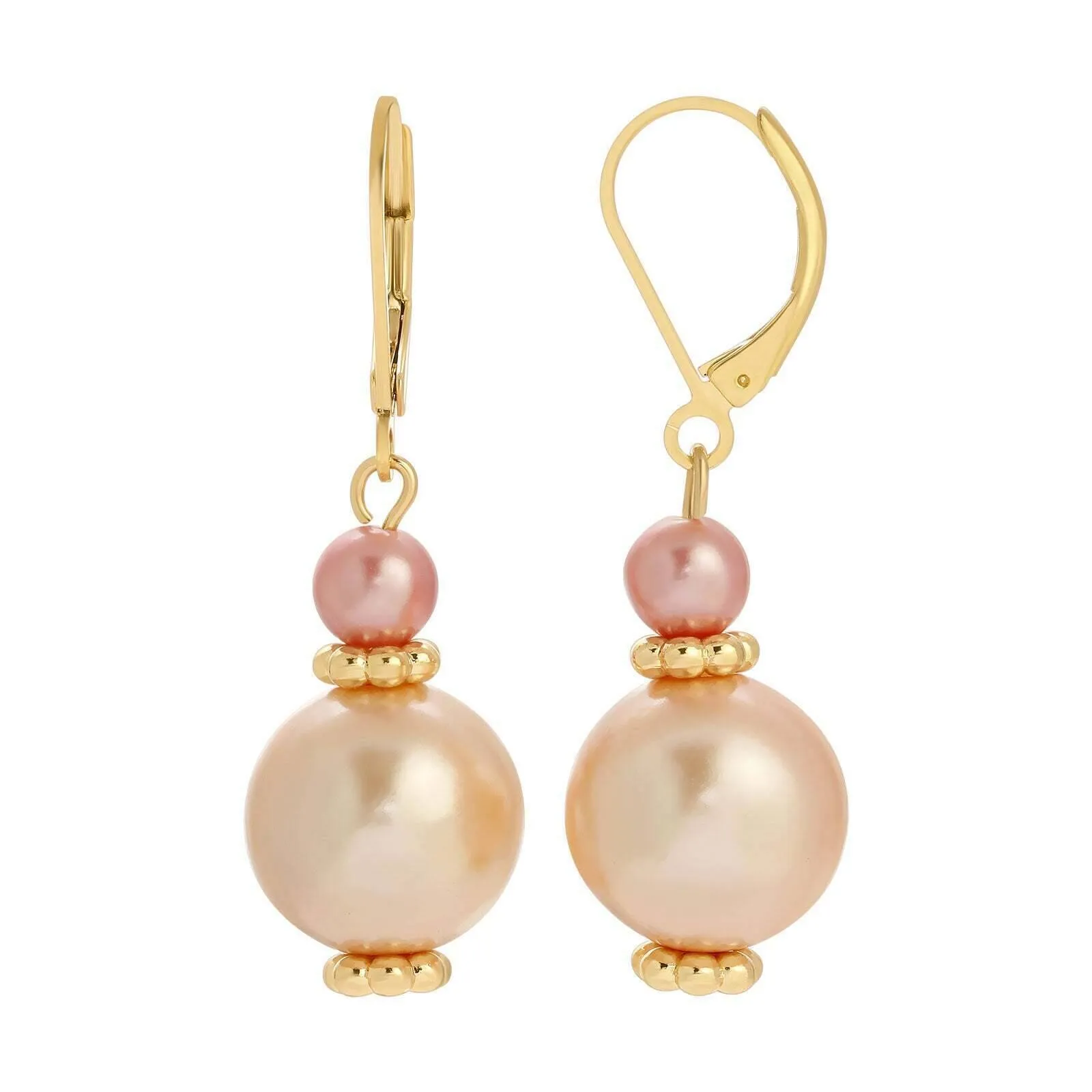 1928 Jewelry Rosabella Raspberry & Champagne Faux Pearl Drop Earrings 1928 Jewelry