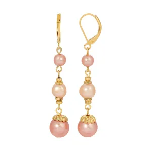 1928 Jewelry Rosabella Raspberry & Champagne Faux Pearl Linear Earrings 1928 Jewelry
