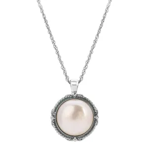 1928 Jewelry Rosabella Round Light Pink Faux Pearl Pendant Necklace 18" 1928 Jewelry