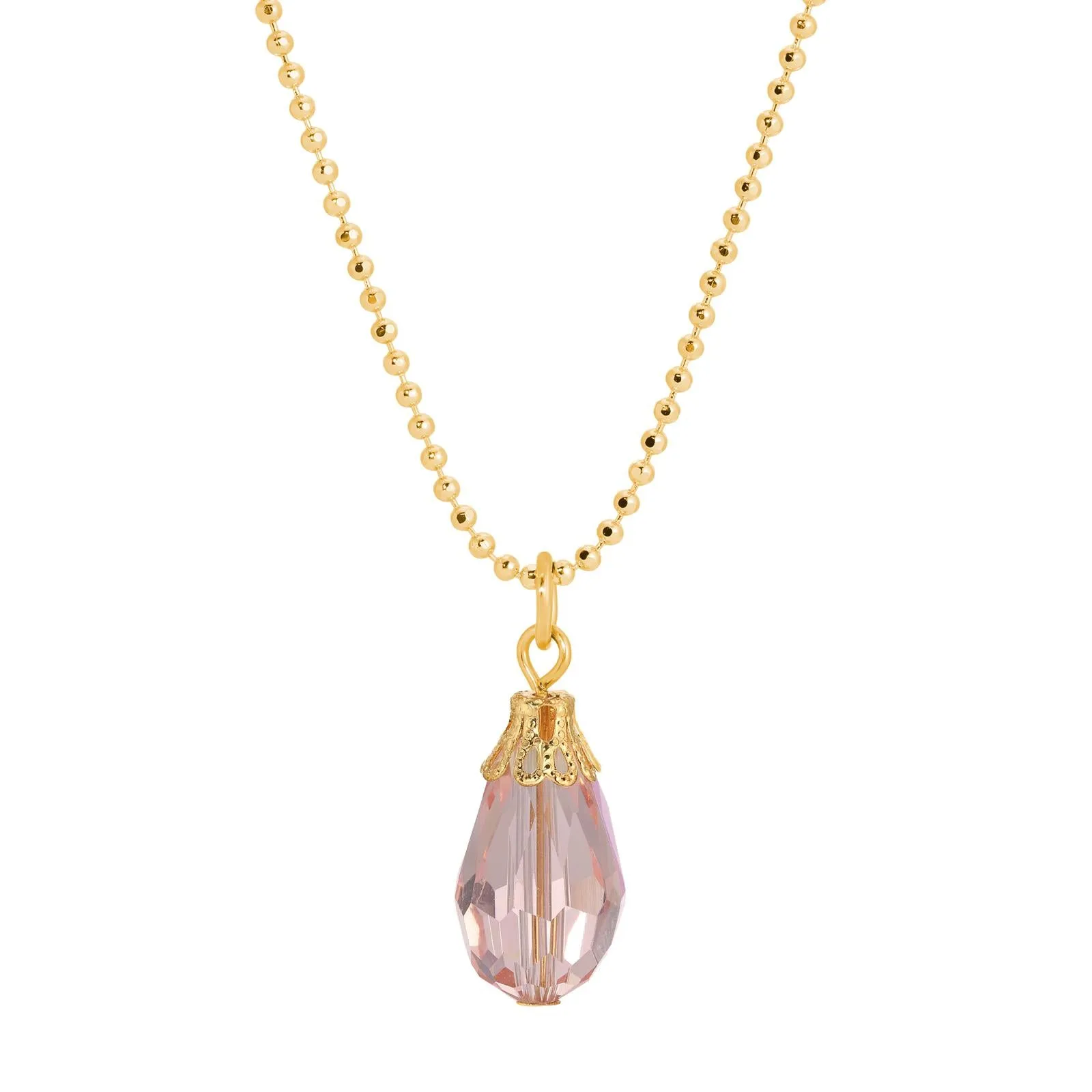 1928 Jewelry Rosaline Pink Teardrop Crystal Pendant Necklace 16" 1928 Jewelry