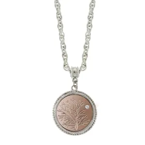 1928 Jewelry Rose Gold Tone Tree Of Life Euro Crystal Pendant Necklace 16"   3" Extender 1928 Jewelry