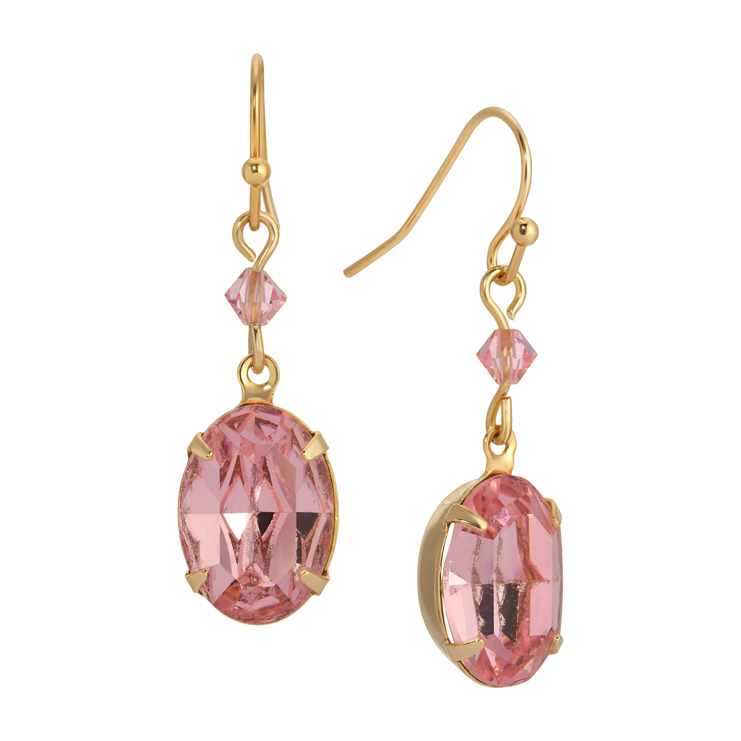 1928 Jewelry Rose Pink Austrian Crystal Dangling Earrings 1928 Jewelry