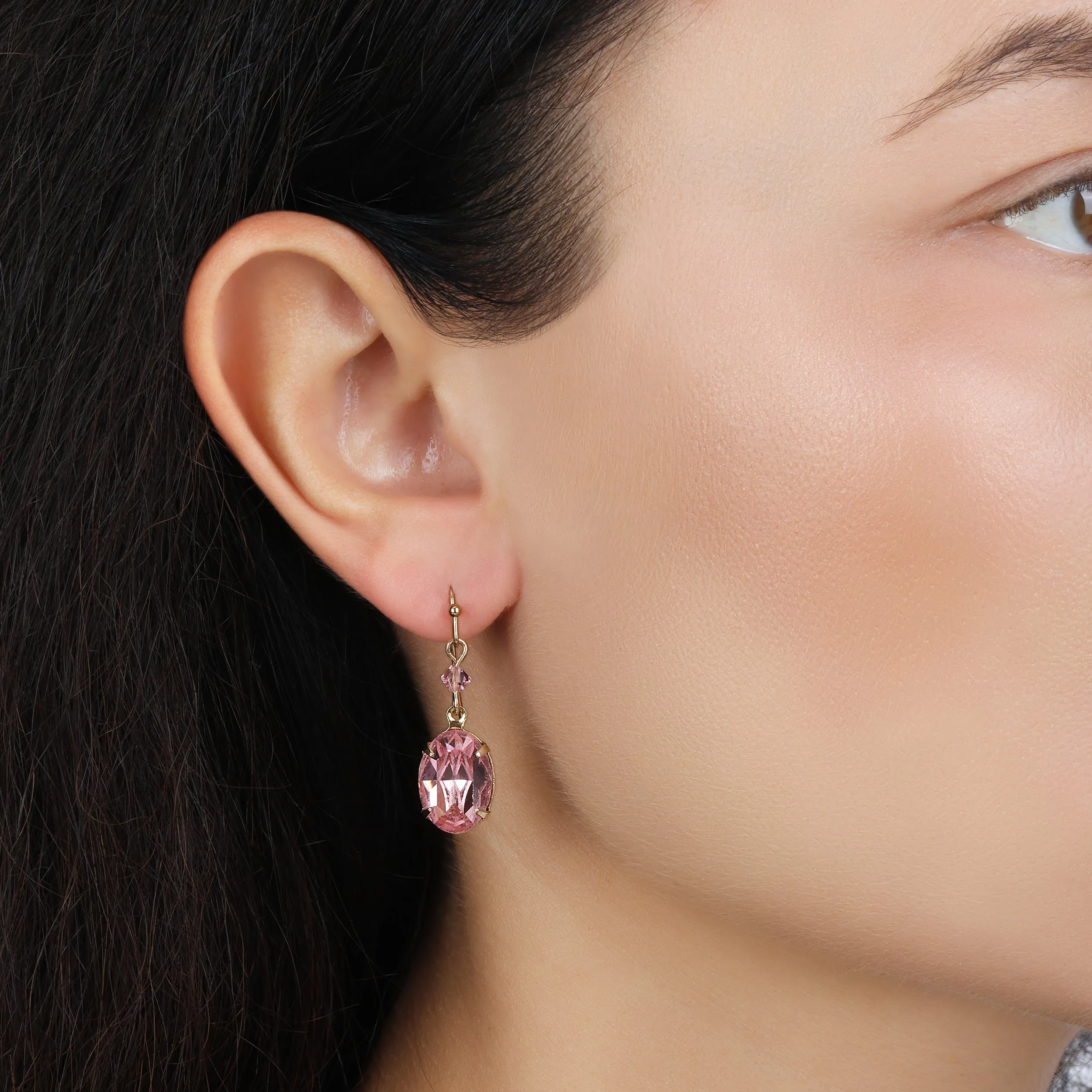 1928 Jewelry Rose Pink Austrian Crystal Dangling Earrings 1928 Jewelry