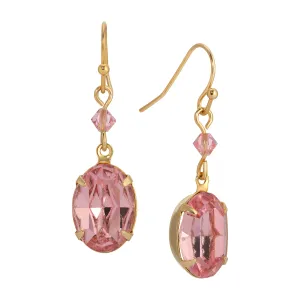 1928 Jewelry Rose Pink Austrian Crystal Dangling Earrings 1928 Jewelry