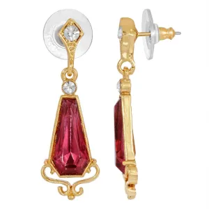 1928 Jewelry Rose Pink Tapered Hexagonal Crystal Accent Drop Earrings 1928 Jewelry