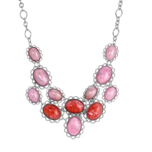 1928 Jewelry Roseate Paradise Coral Quartz & Pink Stone Bib Necklace 16"   3" Extension 1928 Jewelry