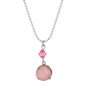 1928 Jewelry Roseate Paradise Fuchsia Bead Pink Moonstone Pendant Necklace 16" 1928 Jewelry