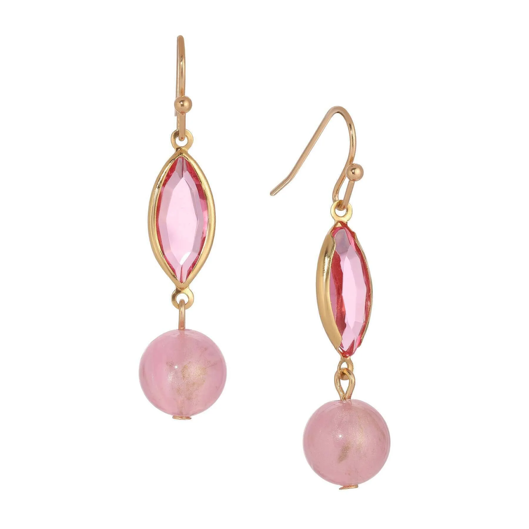 1928 Jewelry Roseate Paradise Navette Light Rose Pink Austrian Crystal Pink Bead Dangling Earings 1928 Jewelry