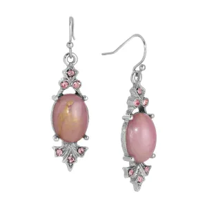 1928 Jewelry Roseate Paradise Oval Pink Stone Light Rose Crystal Drop Earrings 1928 Jewelry