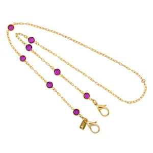 1928 Jewelry Round Amethyst Austrian Crystal Face Mask Chain Holder 22 Inch 1928 Jewelry