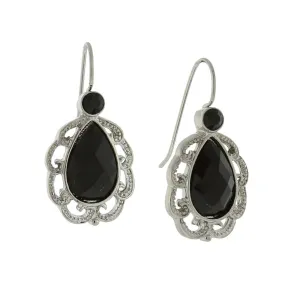 1928 Jewelry Round And Black Teardrop Earrings 1928 Jewelry